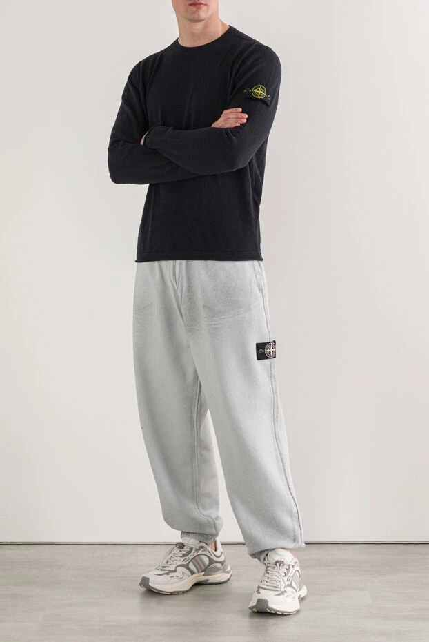 Stone Island вязаный черный свитер с круглым вырезом из органического хлопка и нейлона 192950 - фото 2