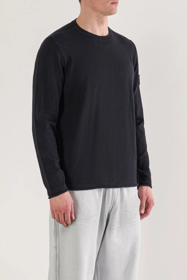 Stone Island вязаный черный свитер с круглым вырезом из органического хлопка и нейлона 192950 - фото 3
