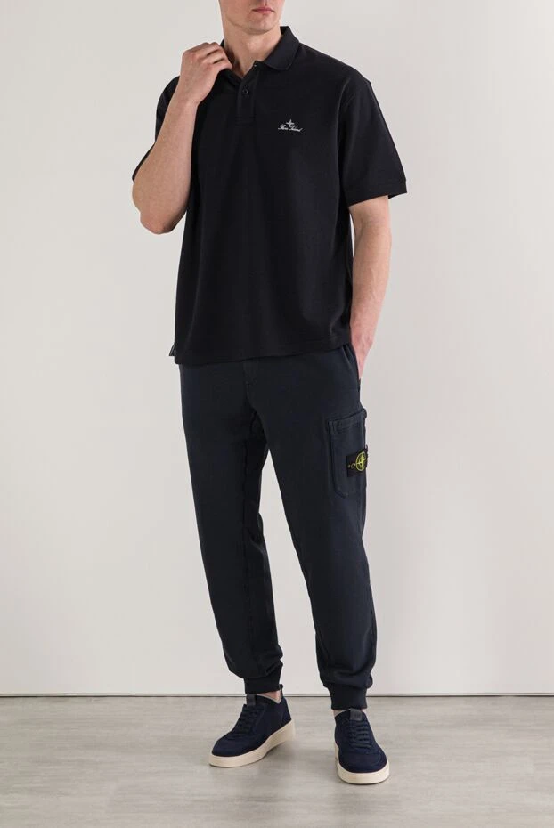 Stone Island синее поло стандартного кроя с короткими рукавами и вышитым логотипом
 192951 - фото 2