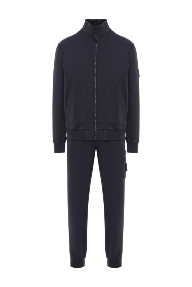 Спортивный костюм из органического хлопкового флиса с боковыми карманами синий - фото 1