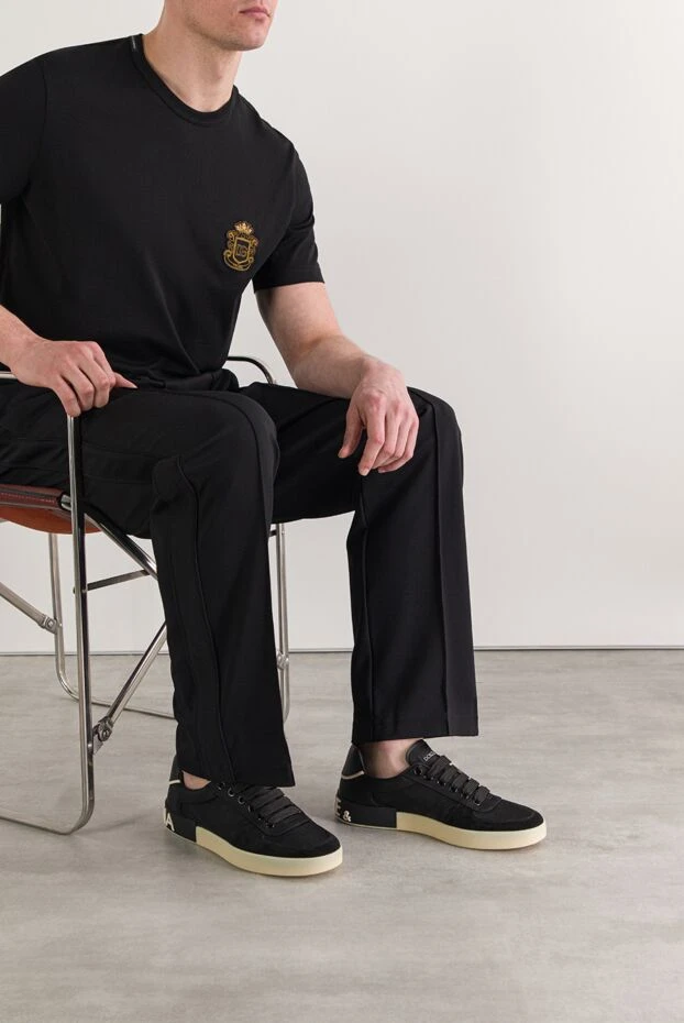 Dolce & Gabbana черные кроссовки portofino из нейлона и вставок из телячьей кожи 192960 - фото 2