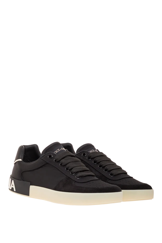 Dolce & Gabbana черные кроссовки portofino из нейлона и вставок из телячьей кожи 192960 - фото 3