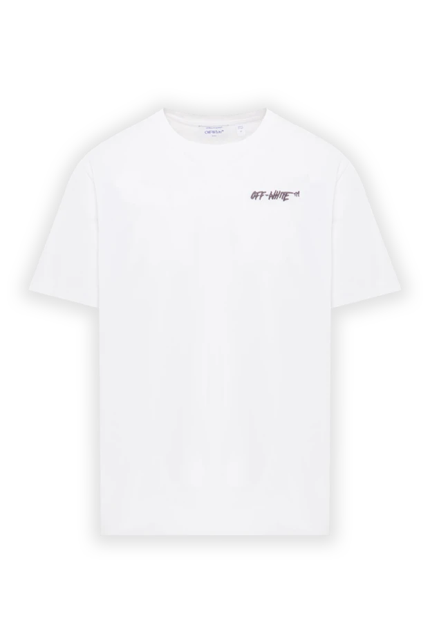 Off-White кішкентай графикалық бренд логотипі бар ерлерге арналған ақ футболка 192977 - фото 1