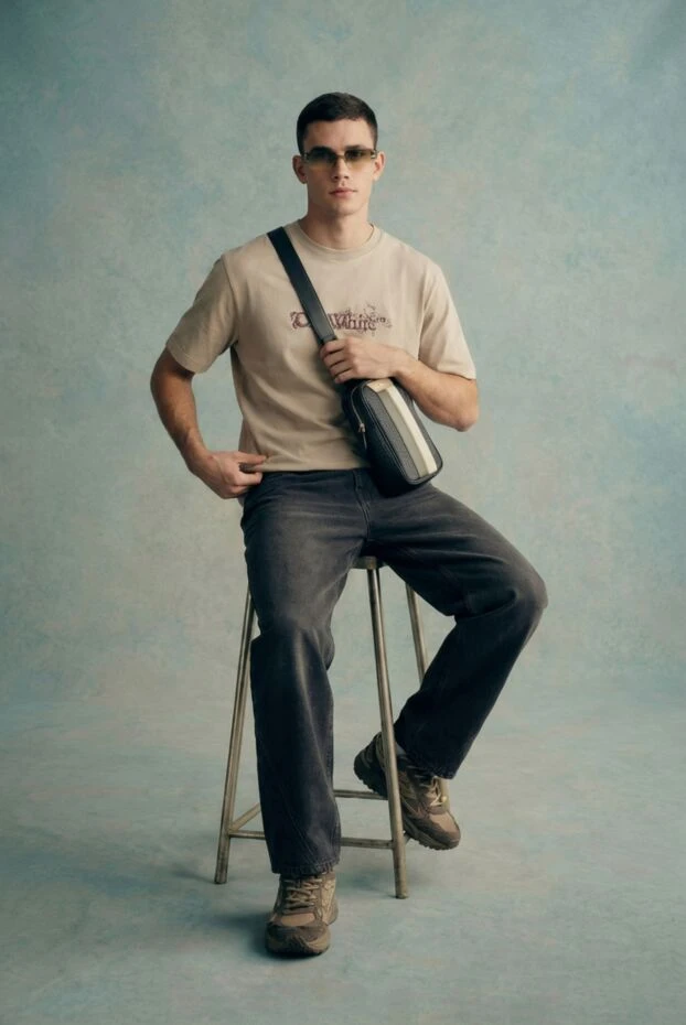 Off-White beige t-shirt with embroidered logo made of 100% cotton 192979 - photo 2