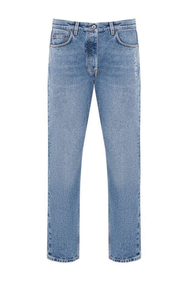 Off-White джинсы голубые мужские из денима со стрелками на заднем кармане 192980 - фото 1