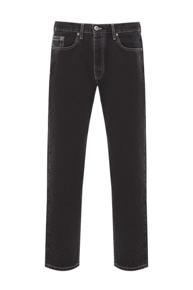 Off-White синие зауженные джинсы half arrow c принтом на кармане 192981 - фото 1