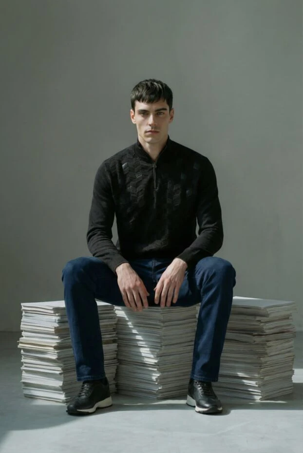 Off-White синие зауженные джинсы half arrow c принтом на кармане 192981 - фото 3