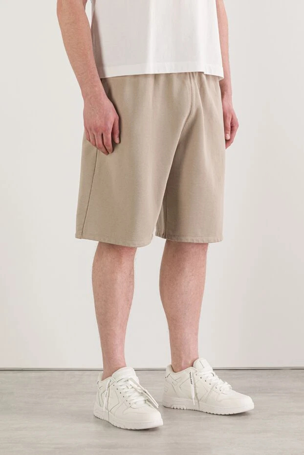 Off-White кестеленген және серпімді белбеуі бар бежевый түсті шорттар 192982 - фото 3