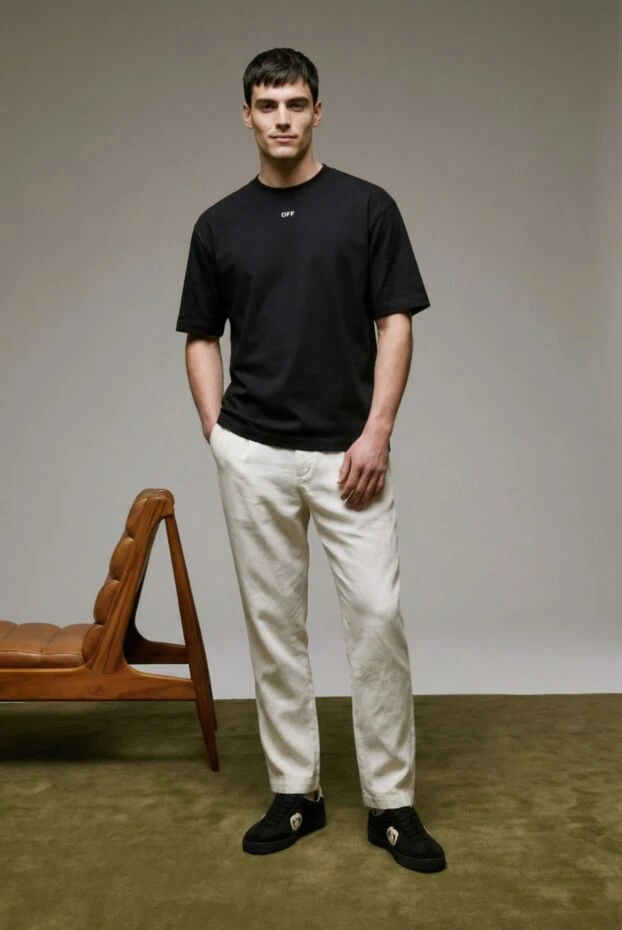 Off-White мужская черная футболка chain arrow t-shirt из хлопка 192984 - фото 3