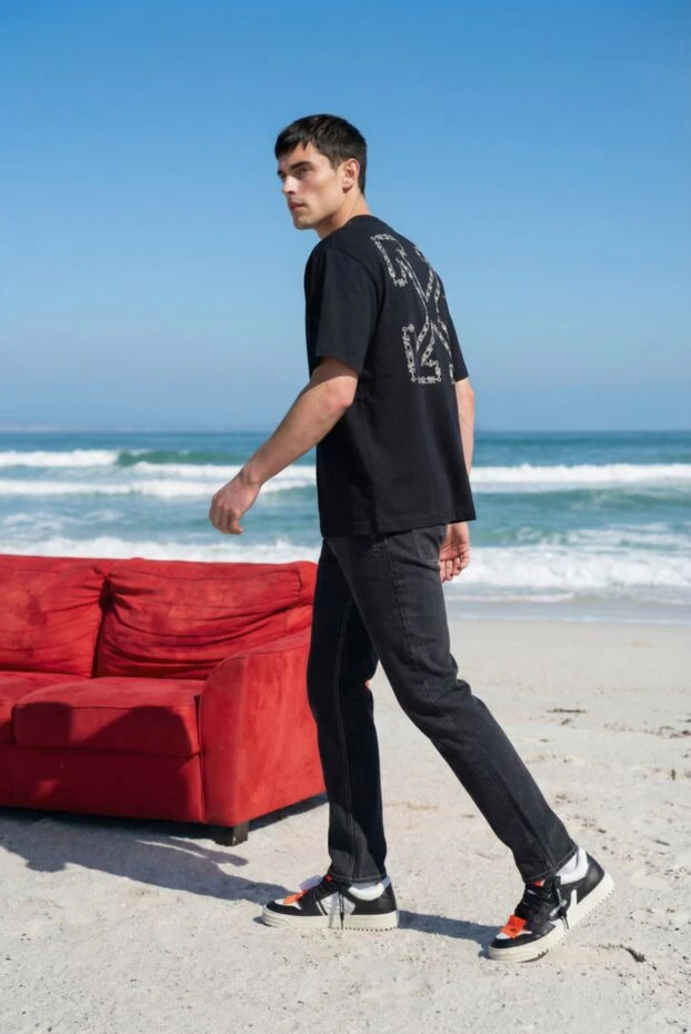 Off-White мужская черная футболка chain arrow t-shirt из хлопка 192984 - фото 2
