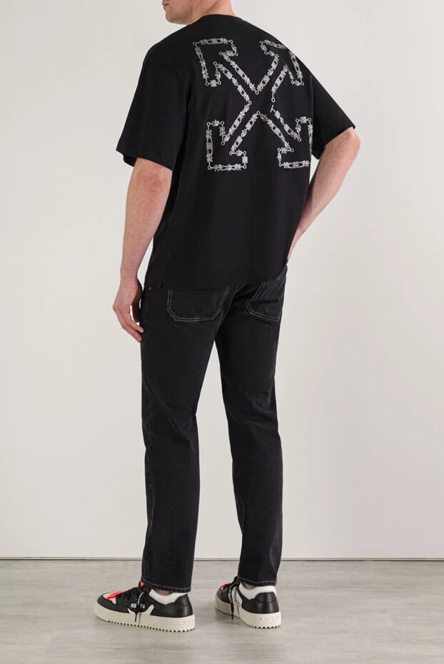 Off-White ерлерге арналған қара түсті тізбекті жебе тәрізді мақтадан жасалған футболка 192984 - фото 3