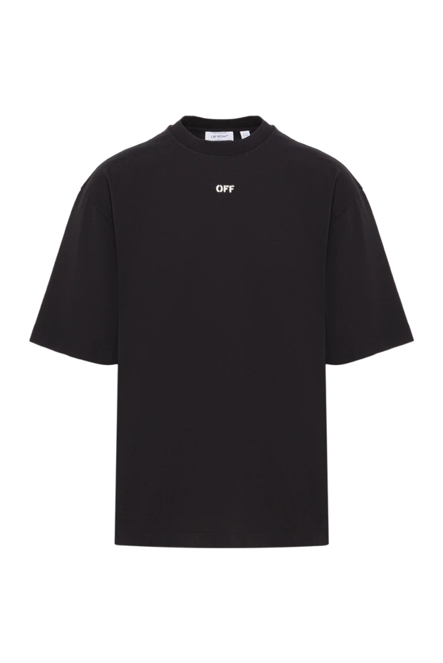 Black straight-cut cotton T-shirt with logo - photo 1