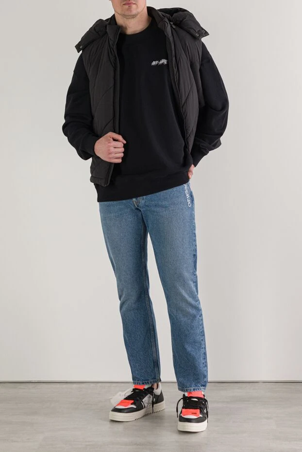 Black cotton sweatshirt with a contrasting logo - photo 2