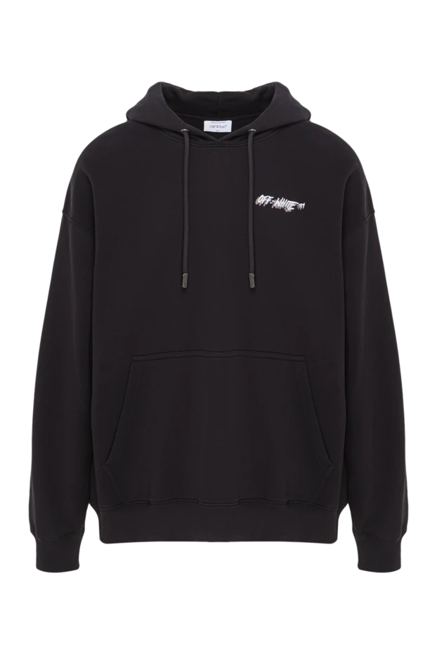 Ерлерге арналған қара түсті, жоғары сапалы мақтадан жасалған, логотипі басылған жейде - фото 1