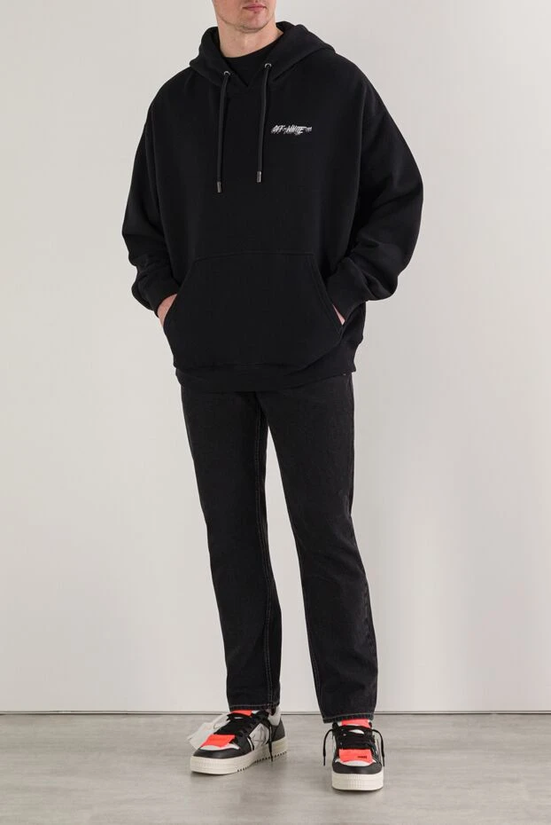 Off-White мужское худи чёрного цвета из высококачественного хлопка с принтом логотипа 192990 - фото 2