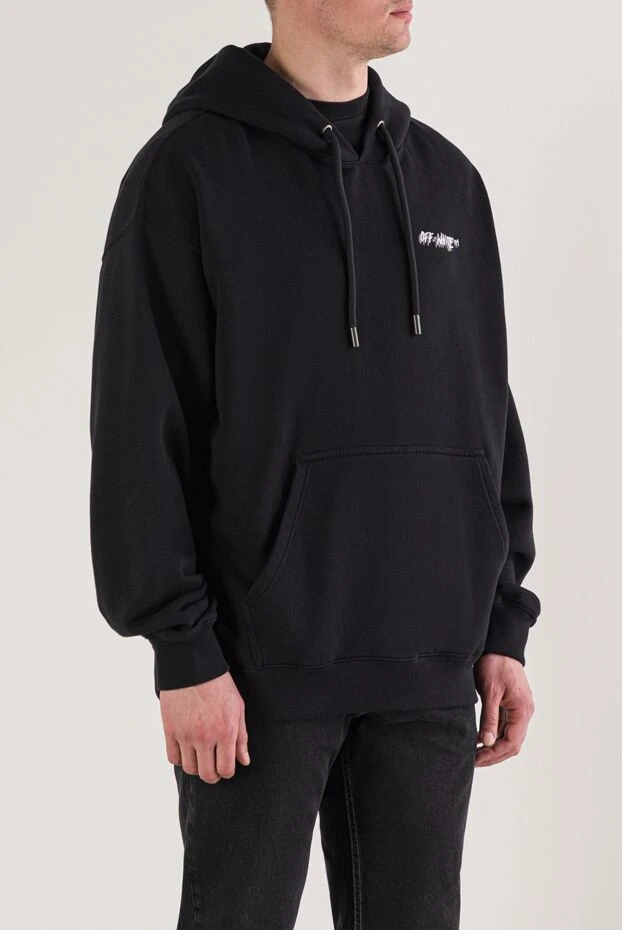 Off-White мужское худи чёрного цвета из высококачественного хлопка с принтом логотипа 192990 - фото 3