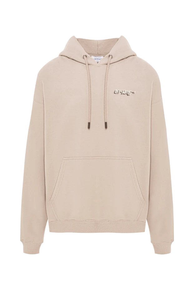 Beige loose-fitting hoodie with kangaroo pocket - photo 1