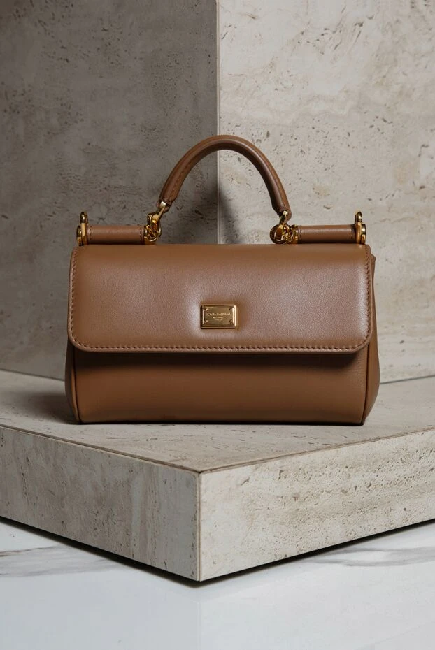 Dolce & Gabbana менің сицилиядан шыққан бұзау терісінен жасалған мини-қоңыр түсті сөмкем 192995 - фото 2
