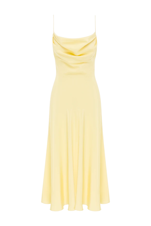 Длинное желтое платье на бретельках из шелкового атласа - фото 1