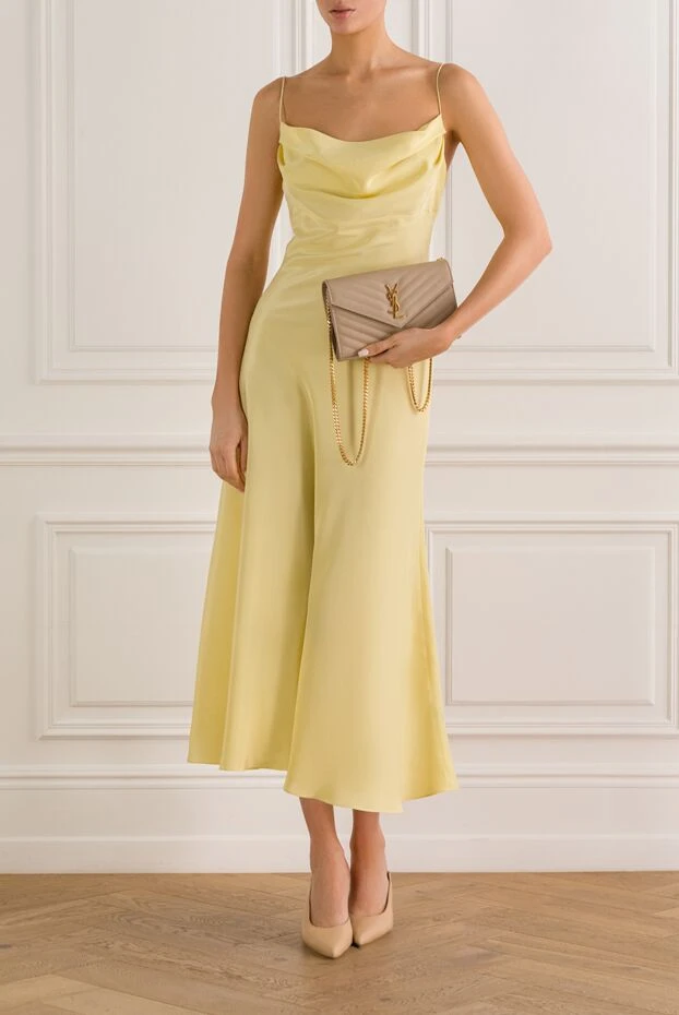 Balmain long yellow silk satin dress with straps 193000 - photo 2