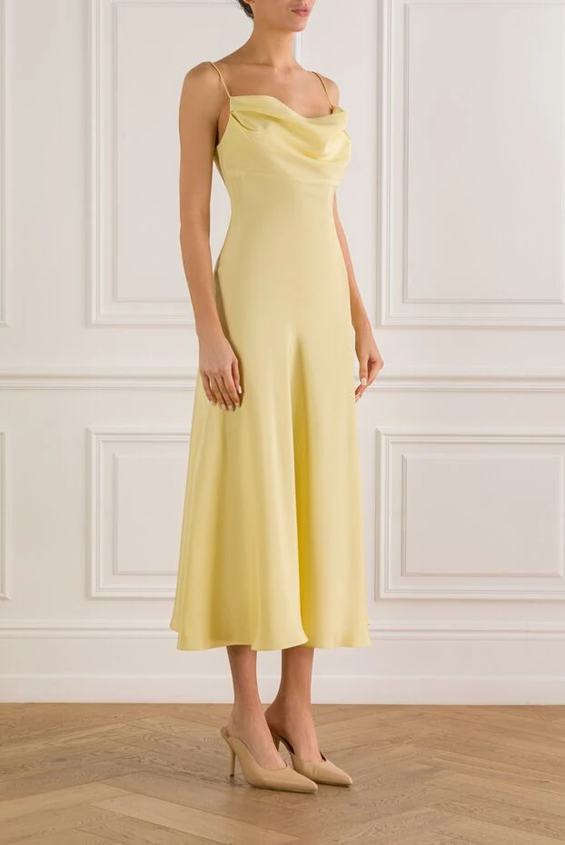 Balmain long yellow silk satin dress with straps 193000 - photo 3