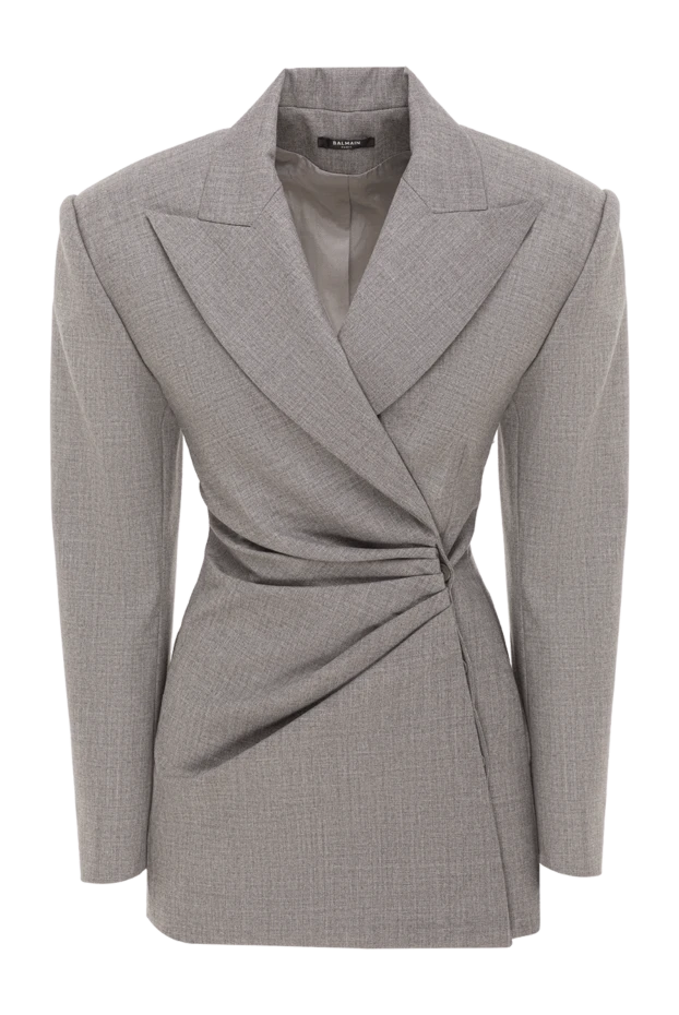 Short gray draped wool jacket dress - photo 1