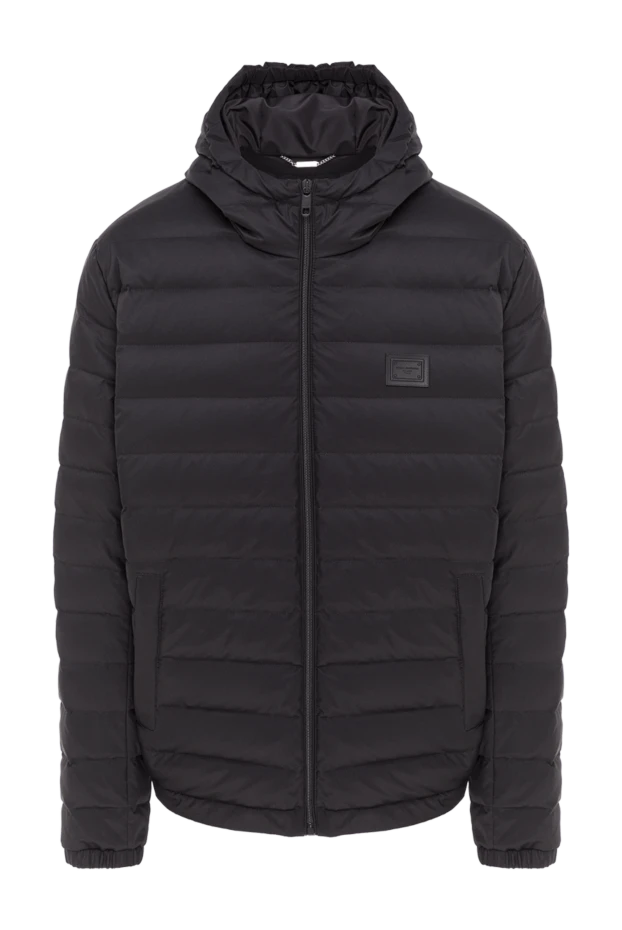 Ерлерге арналған қара түсті, капюшонмен тоқылған күртеше - фото 1