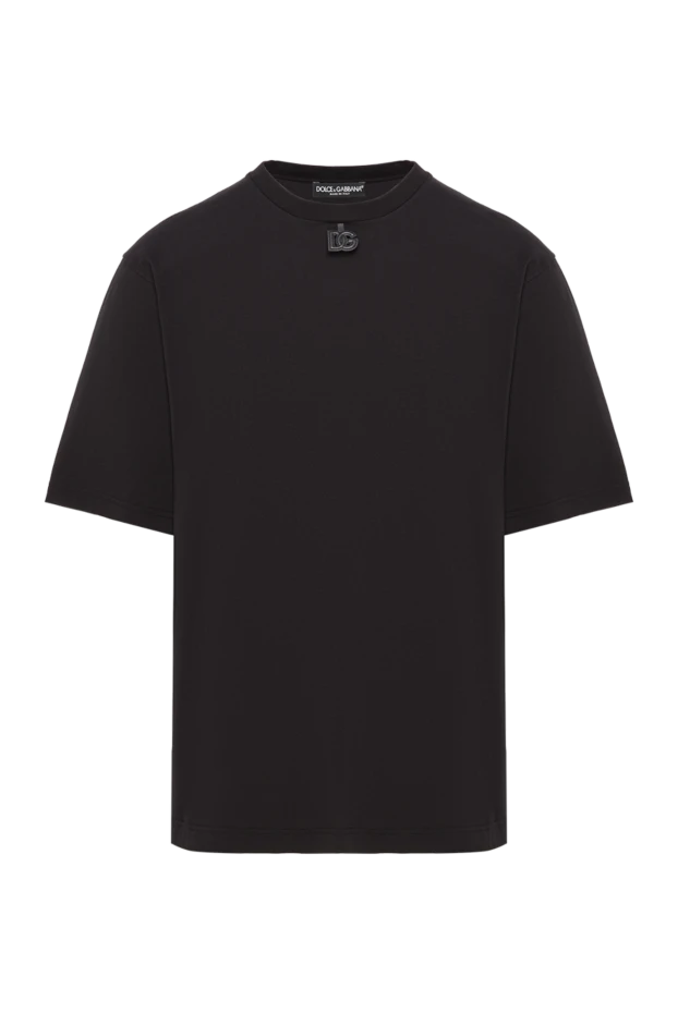 DG логотипі бар қара түсті ерлерге арналған мақта футболка - фото 1