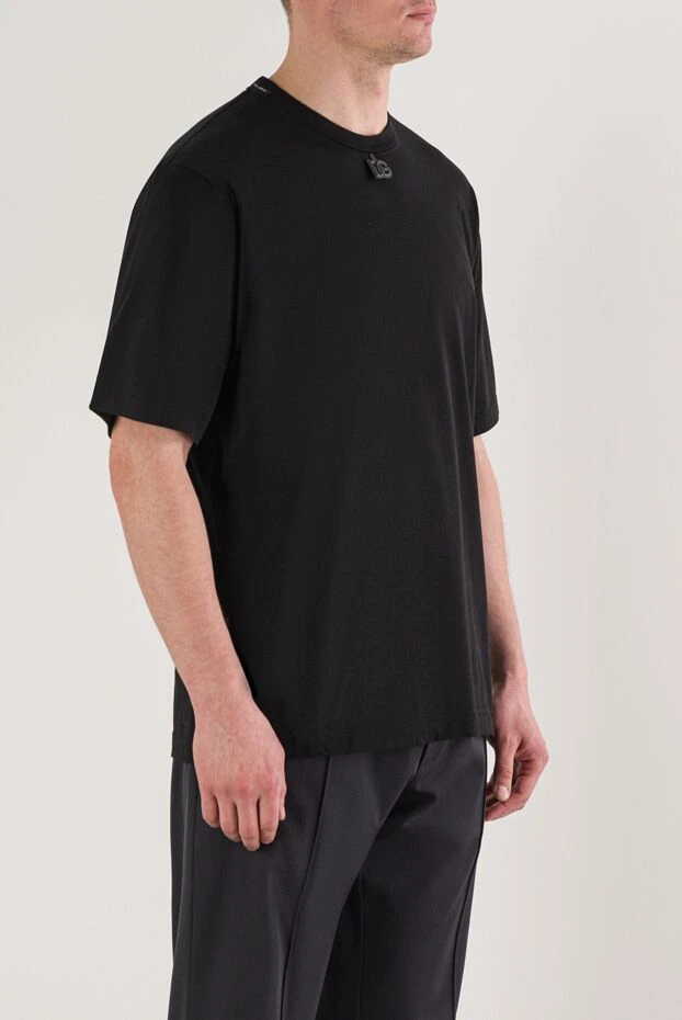 Dolce & Gabbana черная мужская футболка из хлопка с логотипом dg 193007 - фото 3
