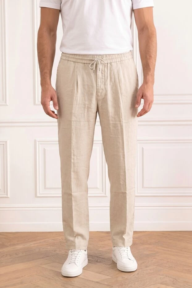 Jacob Cohen men's beige loose-fitting trousers with an elastic waistband 193016 - photo 1
