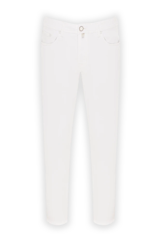 Белые мужские джинсы приталенного кроя премиум-класса - фото 1