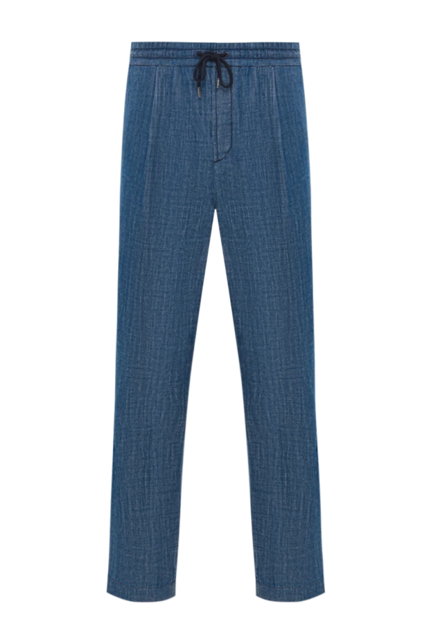 Синие мужские джинсы в стиле «джоггеры» с завязками - фото 1