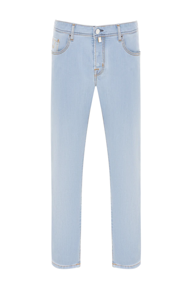 Premium light blue denim jeans with a tapered fit - photo 1