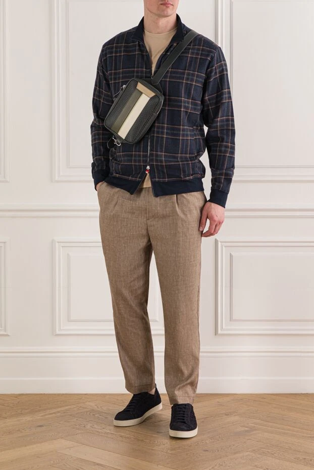 Jacob Cohen мужские коричневые брюки с прорезными задними карманами и характерным кожаным патчем 193024 - фото 2