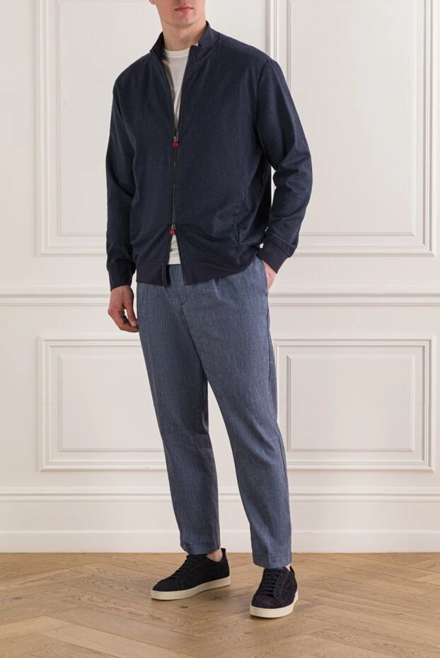 Jacob Cohen синие мужские брюки с эластичным поясом и кулиской 193025 - фото 2