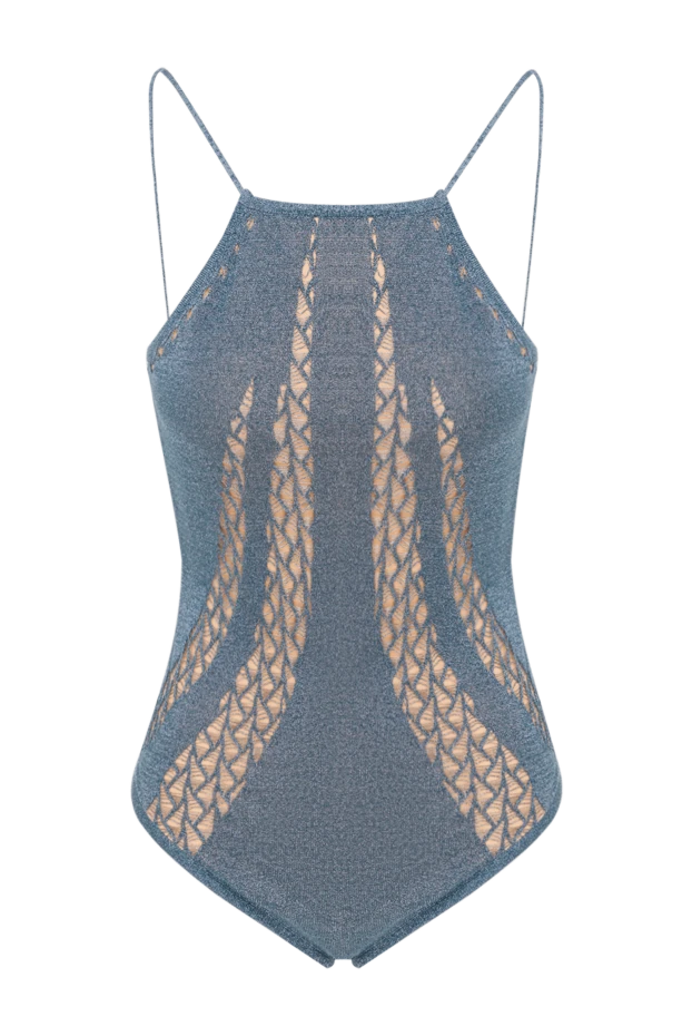Blue knitted halter neck swimsuit in Provence style - photo 1
