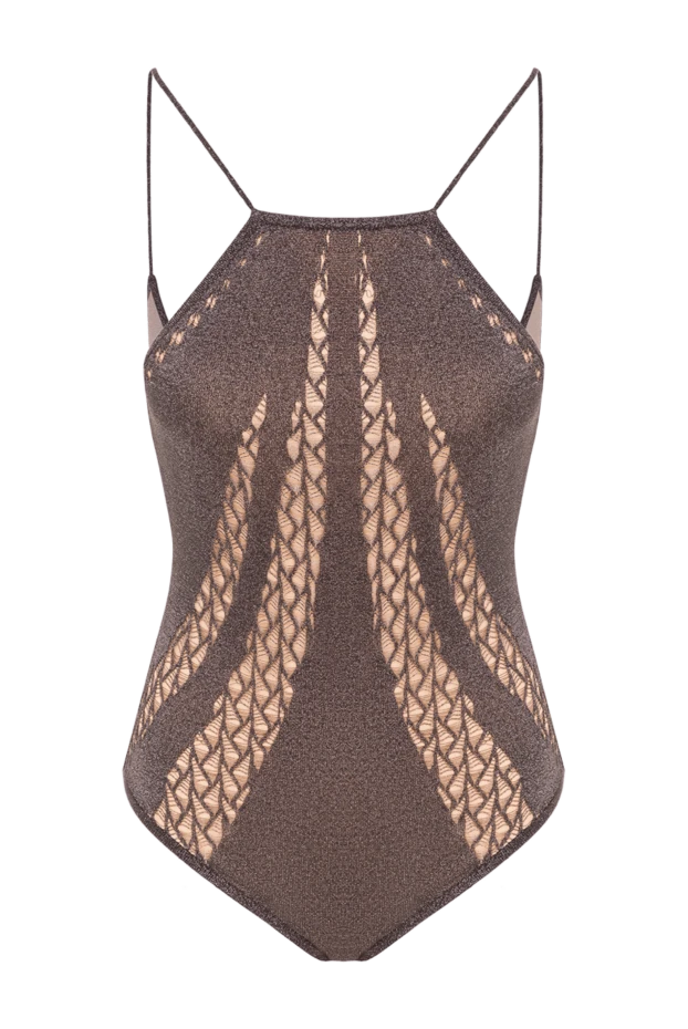 Прованс стиліндегі қоңыр түсті тоқылған жағасы бар купальник - фото 1