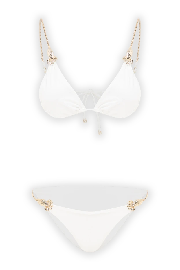 Алтын шынжырлары бар әйелдерге арналған ақ түсті екі бөліктен тұратын бикини - фото 1