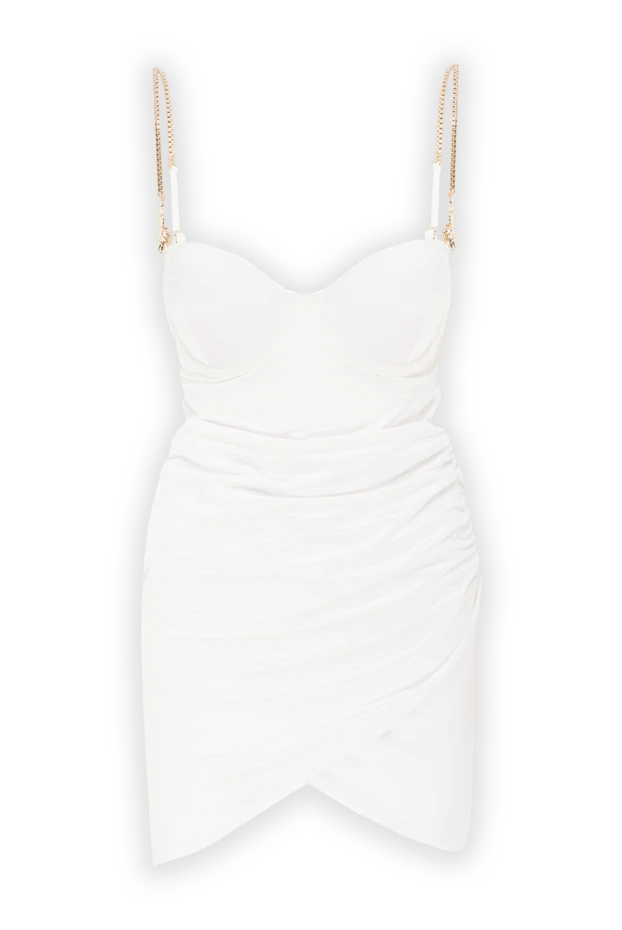 Жұқа реттелетін баулары бар ақ түсті бір бөліктен тұратын купальник көйлегі - фото 1