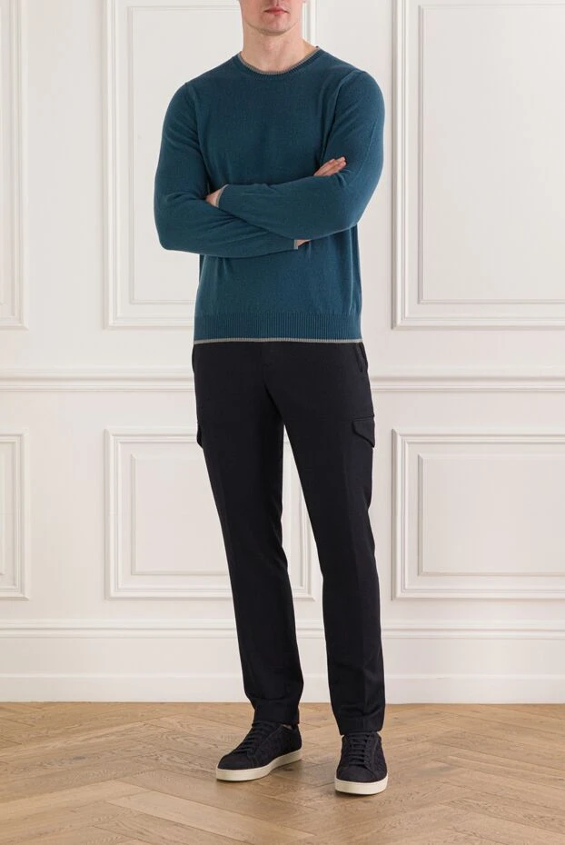 Svevo қарама-қарсы жиектері бар жасыл кашемир свитері 193060 - фото 2