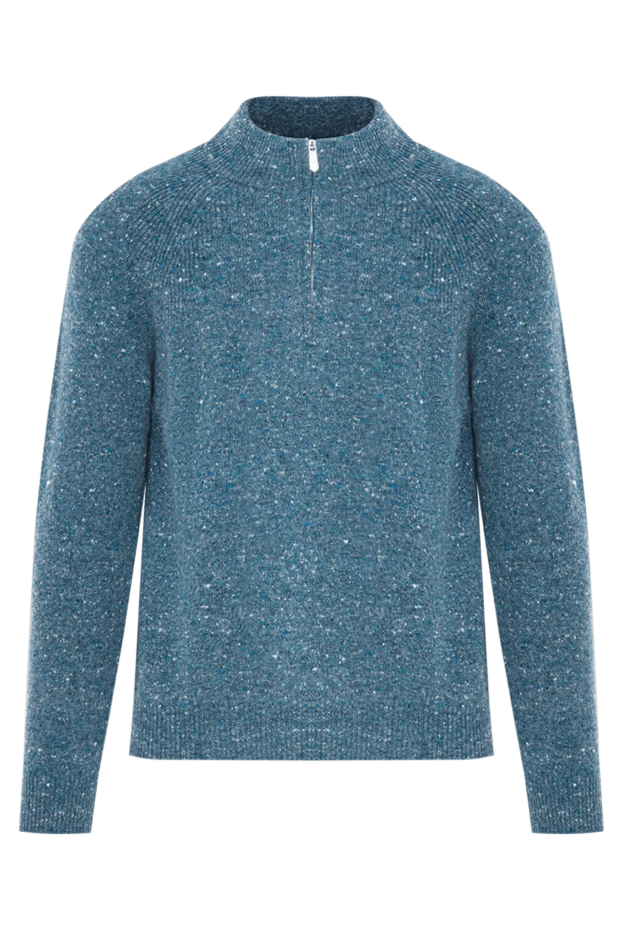 Сине-зеленый тройер из мягкого трикотажа с эффектом меланж - фото 1