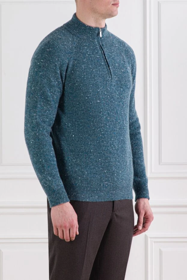 Svevo сине-зеленый тройер из мягкого трикотажа с эффектом меланж 193062 - фото 3