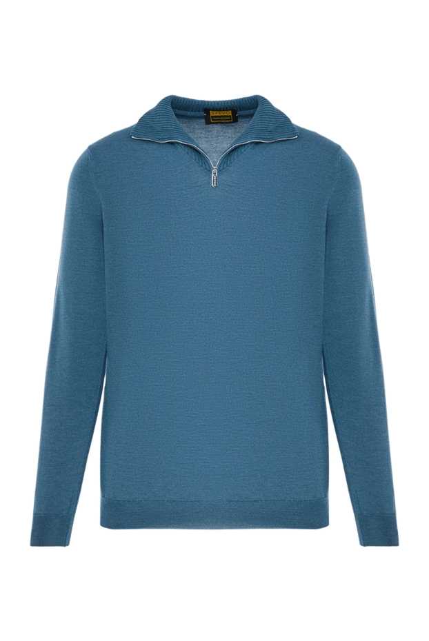 Зеленый тройер с воротником на молнии из кашемира и шелка - фото 1