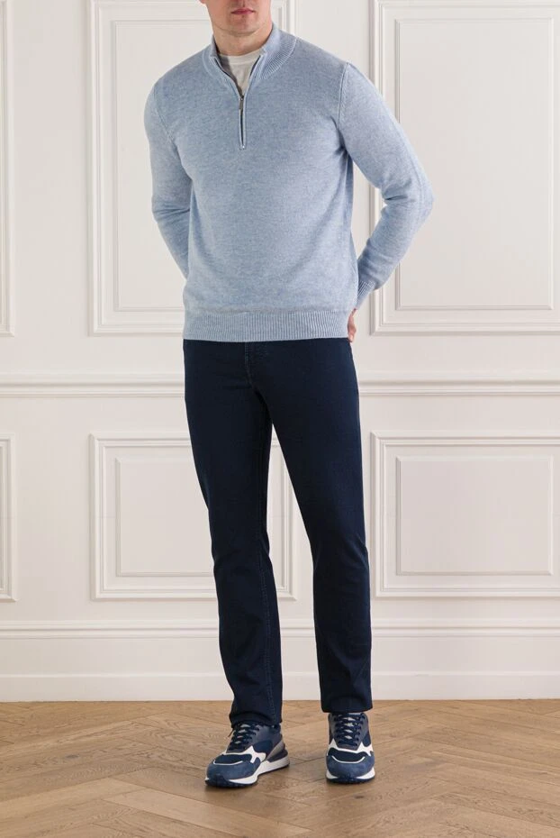 Svevo мужской тройер с воротником-стойкой на молнии нежно-голубого цвета 193066 - фото 2