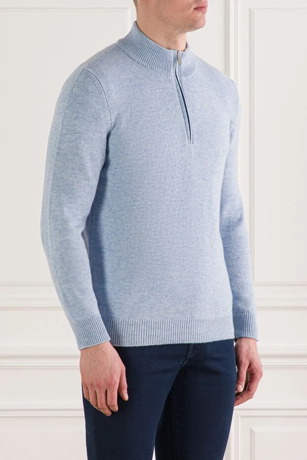 Svevo мужской тройер с воротником-стойкой на молнии нежно-голубого цвета 193066 - фото 3