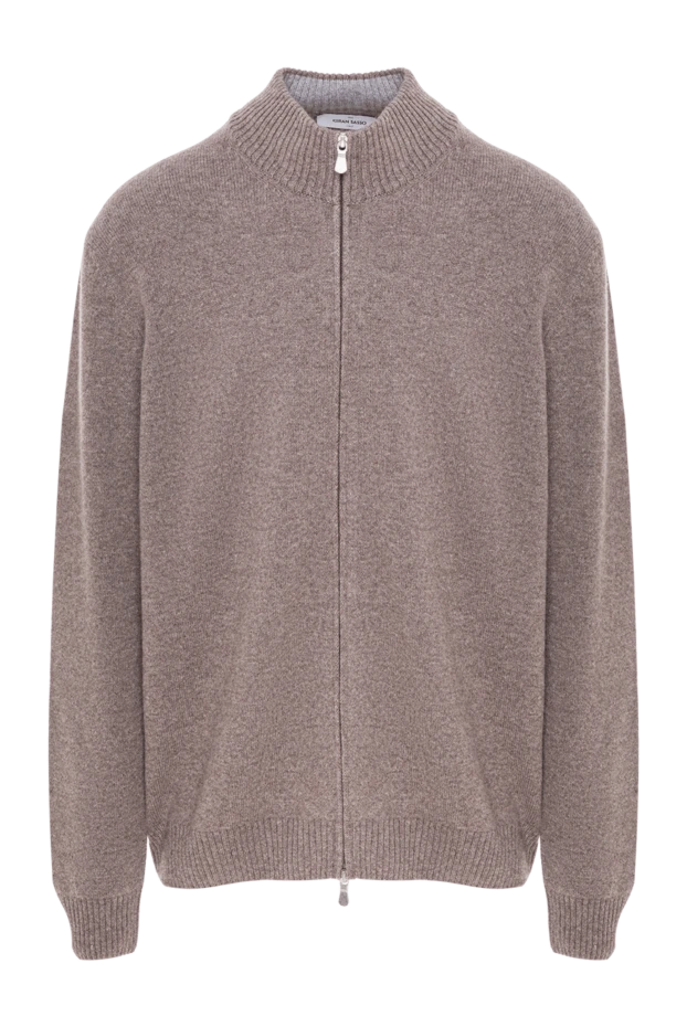 Мужской кардиган из кашемира на молнии с воротником-стойкой - фото 1