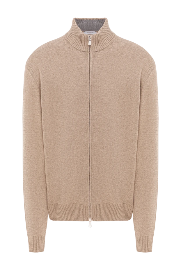Beige men's zip-up cardigan made of soft cashmere - photo 1