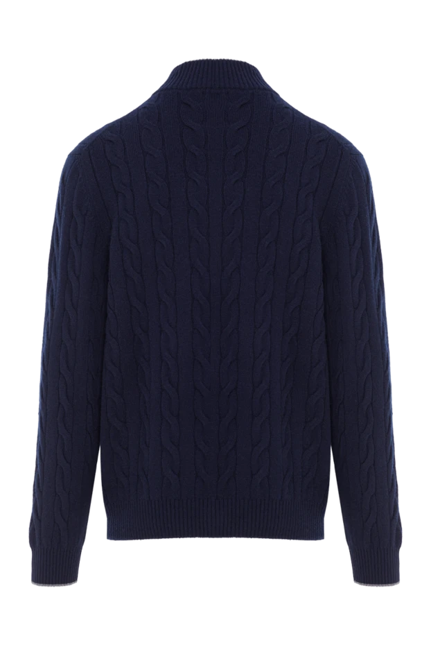 Gran Sasso жұмсақ кашемирден жасалған көк түсті ерлерге арналған сыдырмалы кардиган 193071 - фото 2