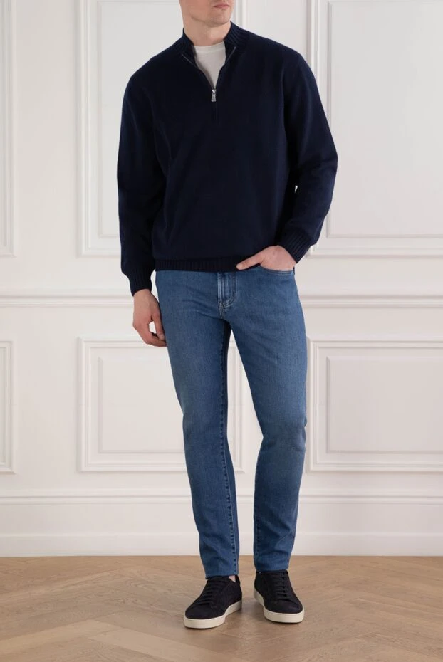 Gran Sasso men's navy blue cashmere turtleneck trouser 193072 - photo 2