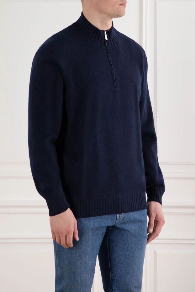 Gran Sasso men's navy blue cashmere turtleneck trouser 193072 - photo 3